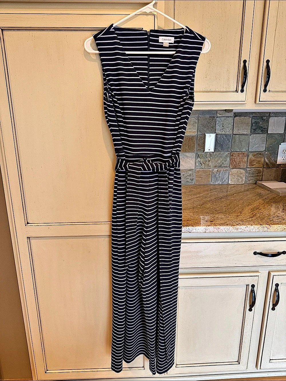 Calvin Klein Striped WIDE LEG Jumpsuit in - 35Size 4 Like New